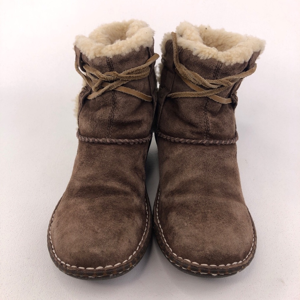 UGG Cove Brown Leather Winter Ankle Boots 7 - Picture 4 of 12